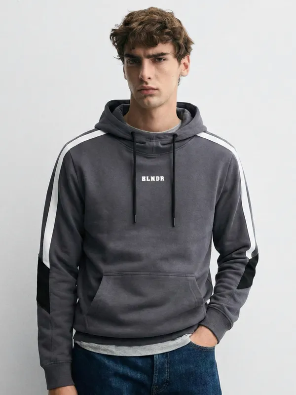 Highlander Men Blue Hooded Pullover Sweatshirt