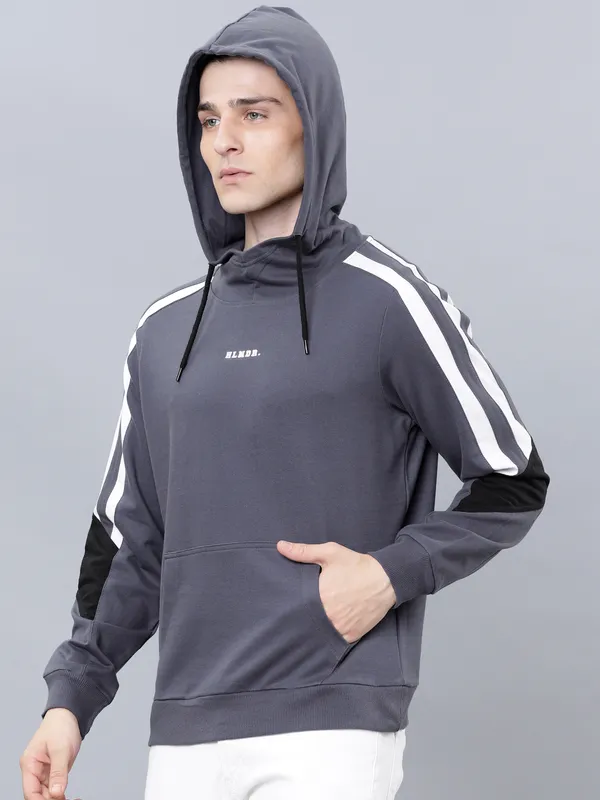 Highlander Men Blue Hooded Pullover Sweatshirt