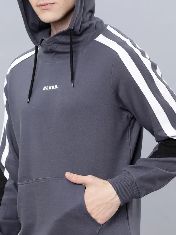 Highlander Men Blue Hooded Pullover Sweatshirt