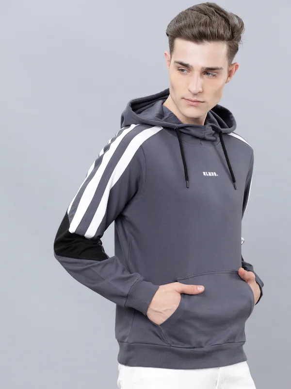 Highlander Men Blue Hooded Pullover Sweatshirt