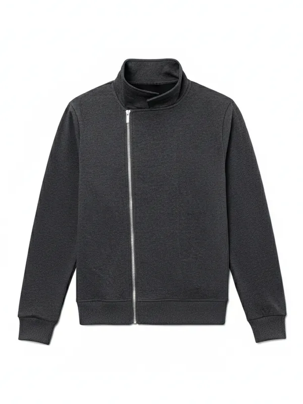 Highlander Men Grey Shirt Collar Front-Open Sweatshirt