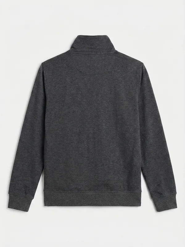 Highlander Men Grey Shirt Collar Front-Open Sweatshirt