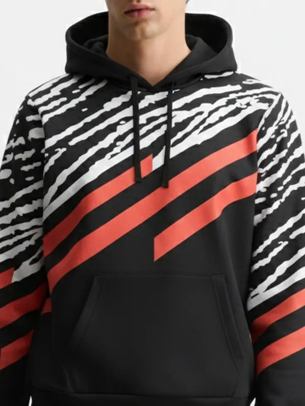 Highlander Men Black Hooded Pullover Sweatshirt