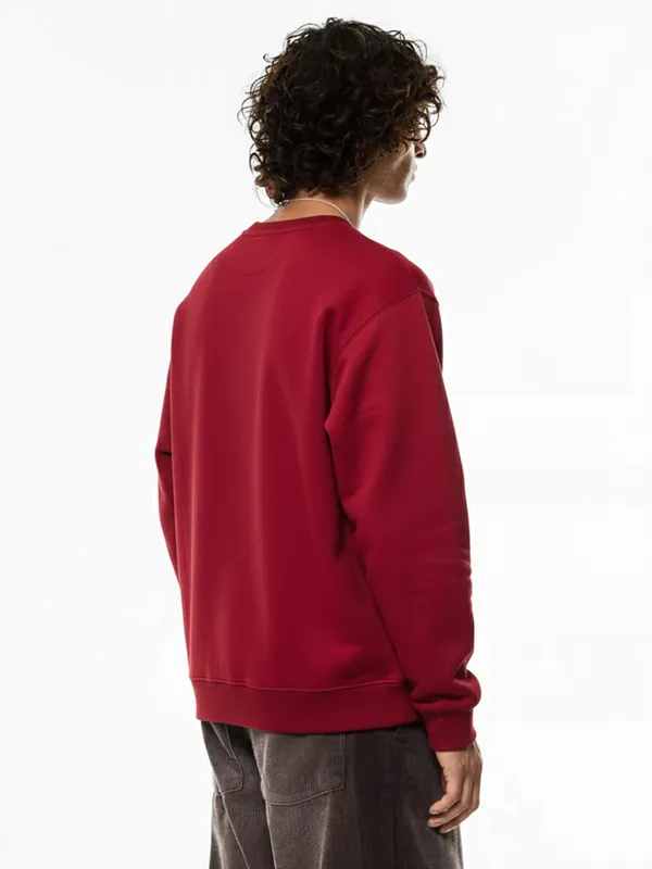 Highlander Men Maroon Round Neck Pullover Sweatshirt