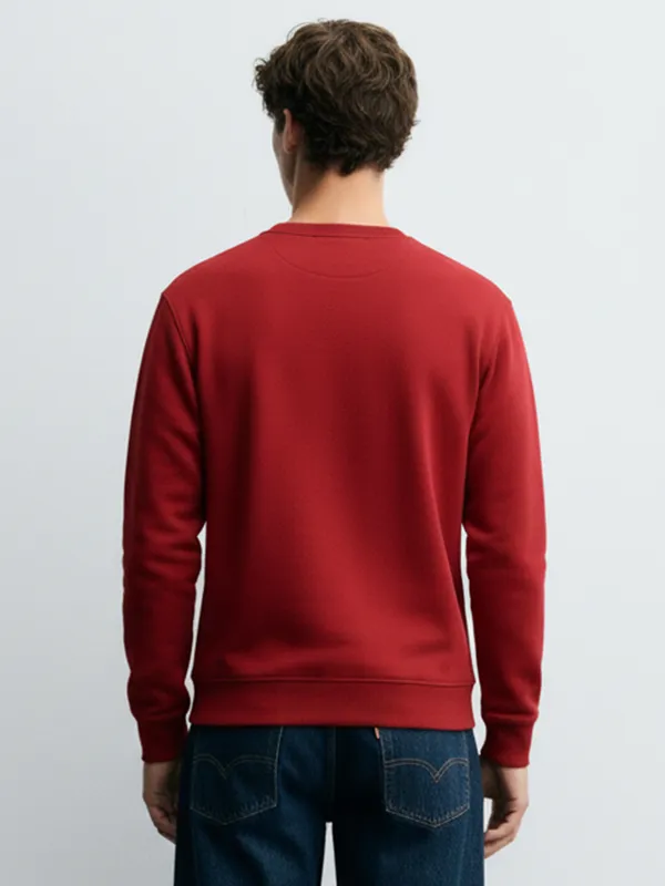 Highlander Men Maroon Round Neck Pullover Sweatshirt