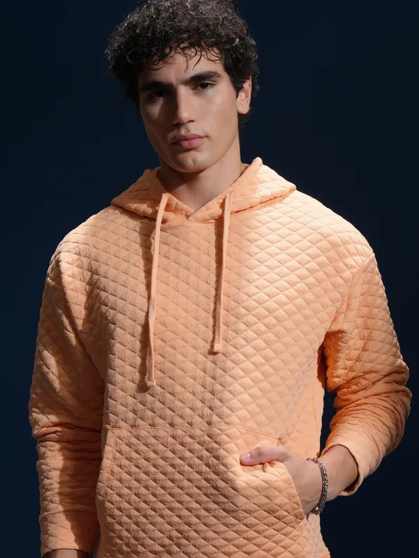 Highlander Men Peach Hood Pullover Sweatshirt
