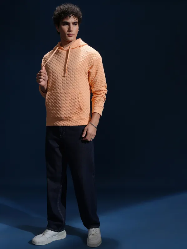 Highlander Men Peach Hood Pullover Sweatshirt