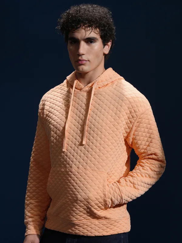 Highlander Men Peach Hood Pullover Sweatshirt