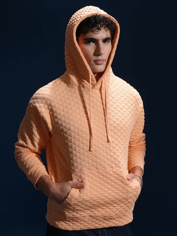 Highlander Men Peach Hood Pullover Sweatshirt