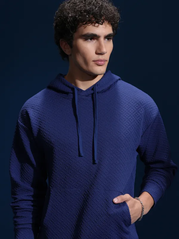 Men Self Design Sweatshirt