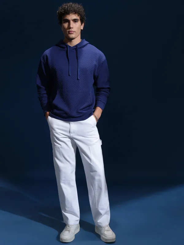 Men Self Design Sweatshirt