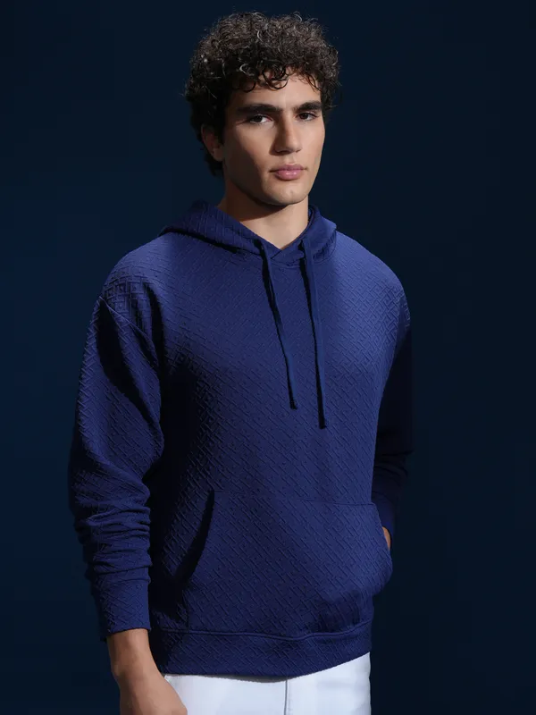 Men Self Design Sweatshirt