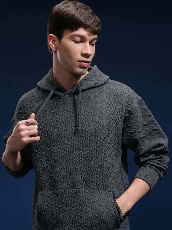 Highlander Men Grey Hood Pullover Sweatshirt
