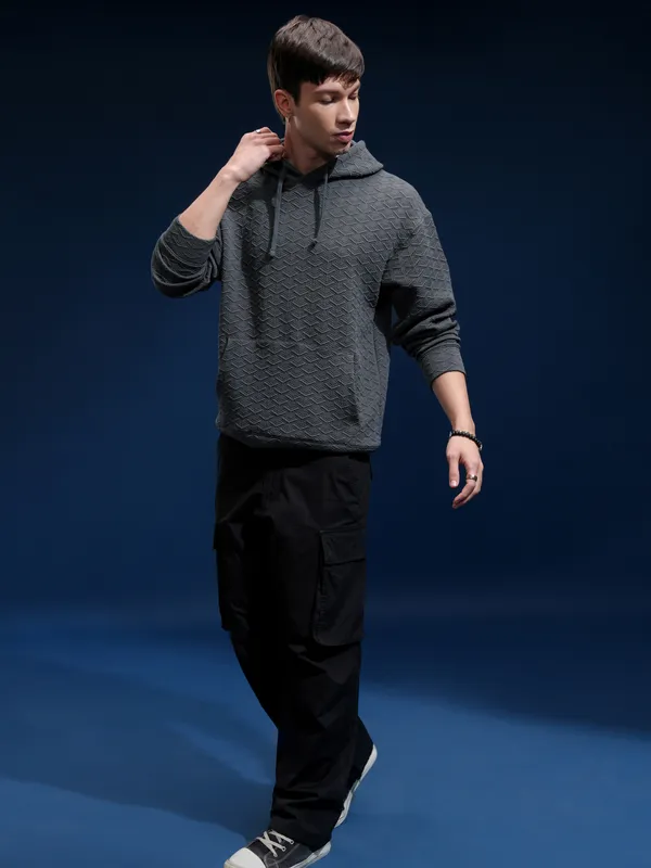 Highlander Men Grey Hood Pullover Sweatshirt