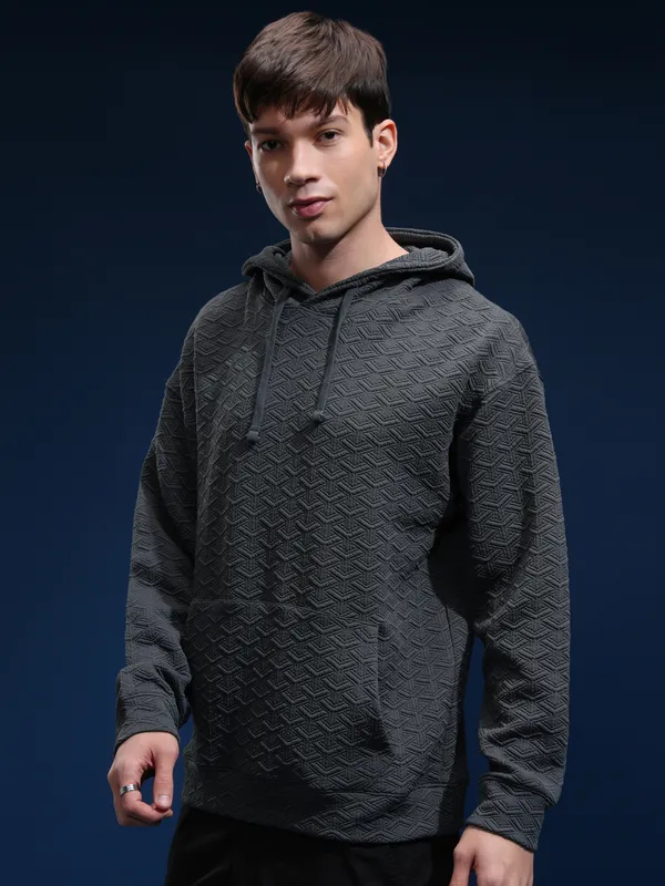 Highlander Men Grey Hood Pullover Sweatshirt