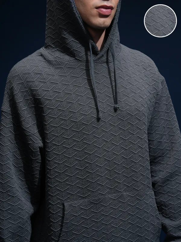 Highlander Men Grey Hood Pullover Sweatshirt