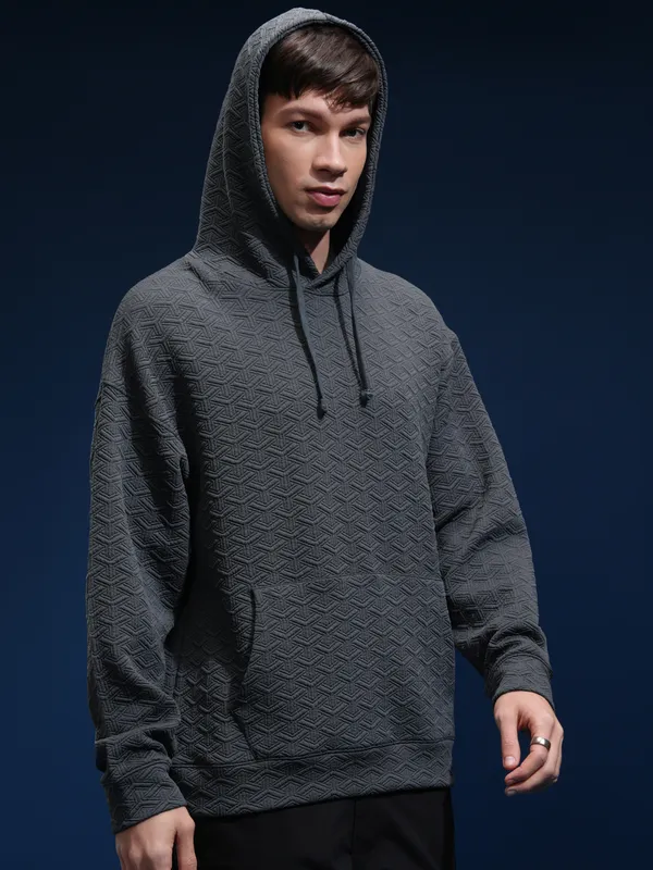 Highlander Men Grey Hood Pullover Sweatshirt