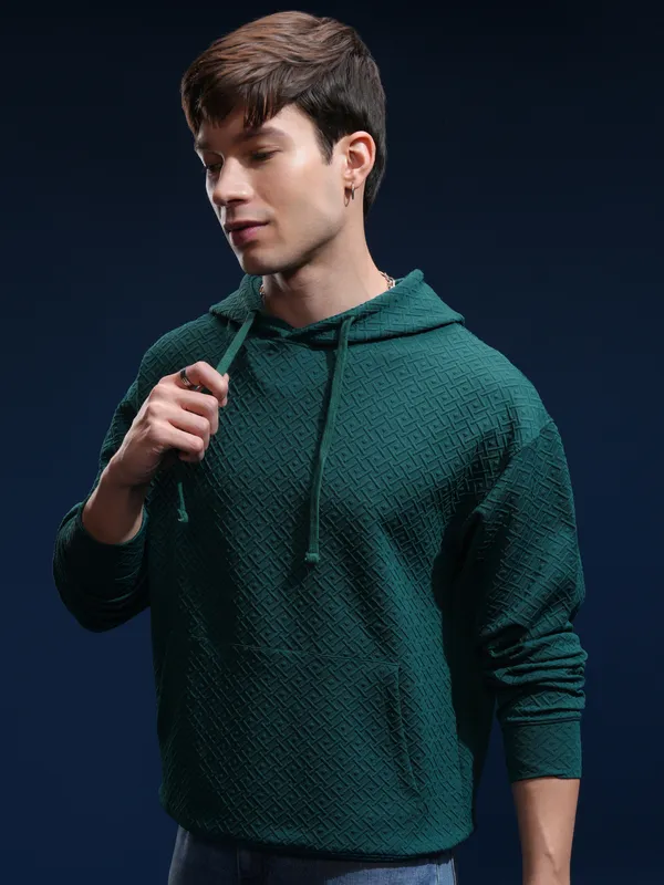 Highlander Men Green Hood Pullover Sweatshirt