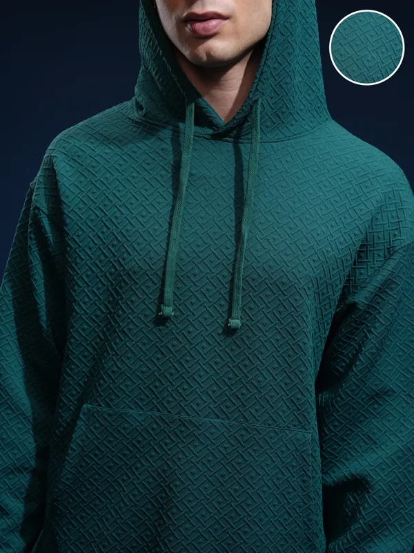 Highlander Men Green Hood Pullover Sweatshirt