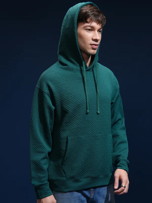 Highlander Men Green Hood Pullover Sweatshirt