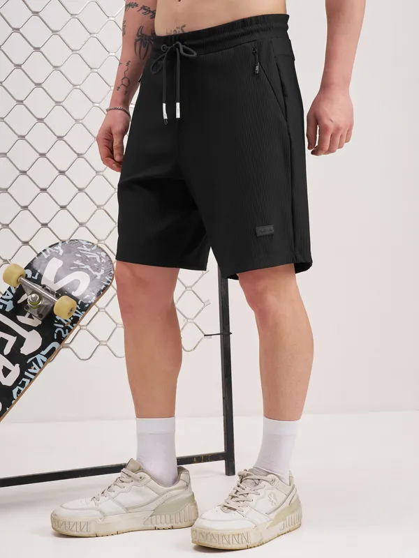 Highlander Men Black Regular Fit Shorts
