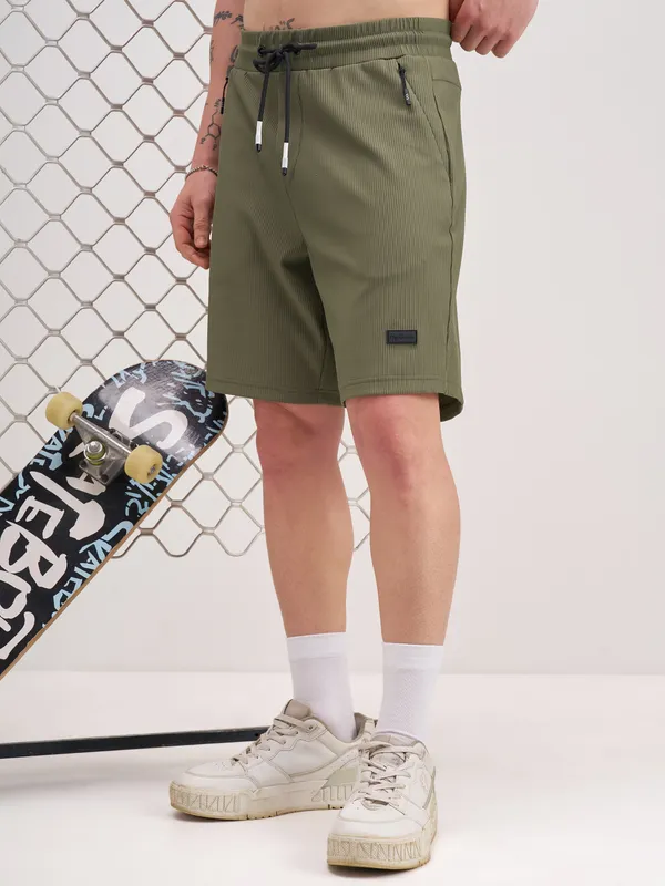Highlander Men Olive Regular Fit Shorts