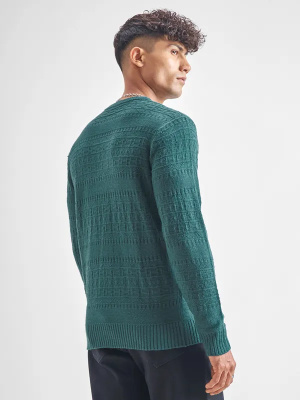 Highlander Men Teal Round Neck Pullover Sweater