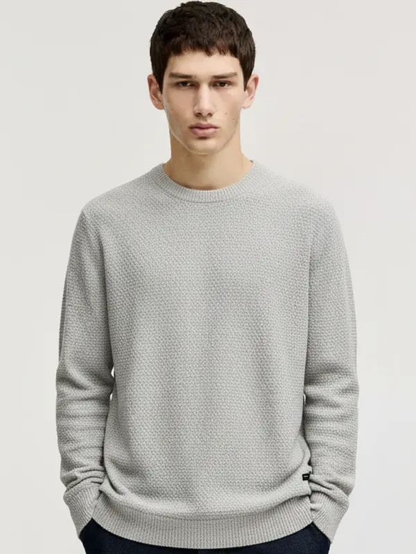 Highlander Men Grey Round Neck Pullover Sweater