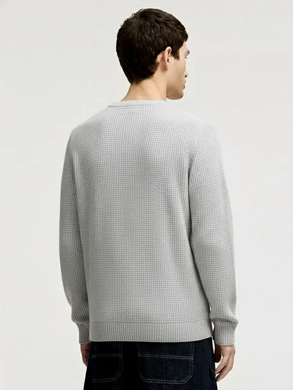 Highlander Men Grey Round Neck Pullover Sweater