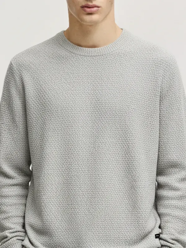 Highlander Men Grey Round Neck Pullover Sweater