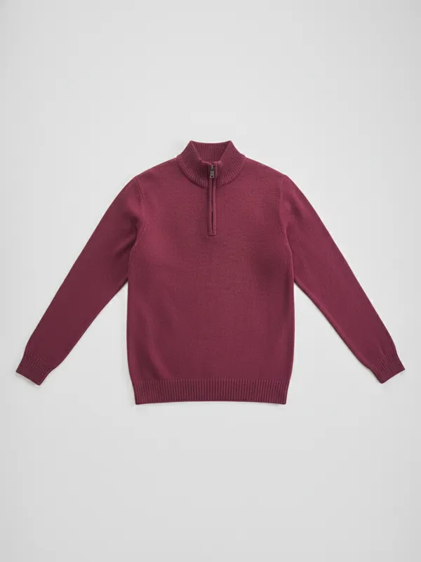 Highlander Men Red Mock Collar Pullover Sweater