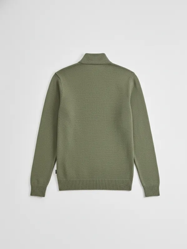 Highlander Men Green Mock Collar Pullover Sweater