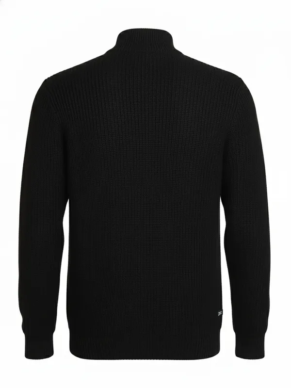 Highlander Men Black Mock Collar Pullover Sweater