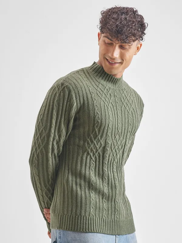 Men Self Design Sweater