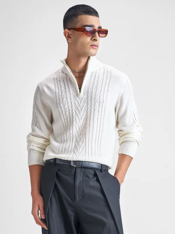 Men Self Design Sweater