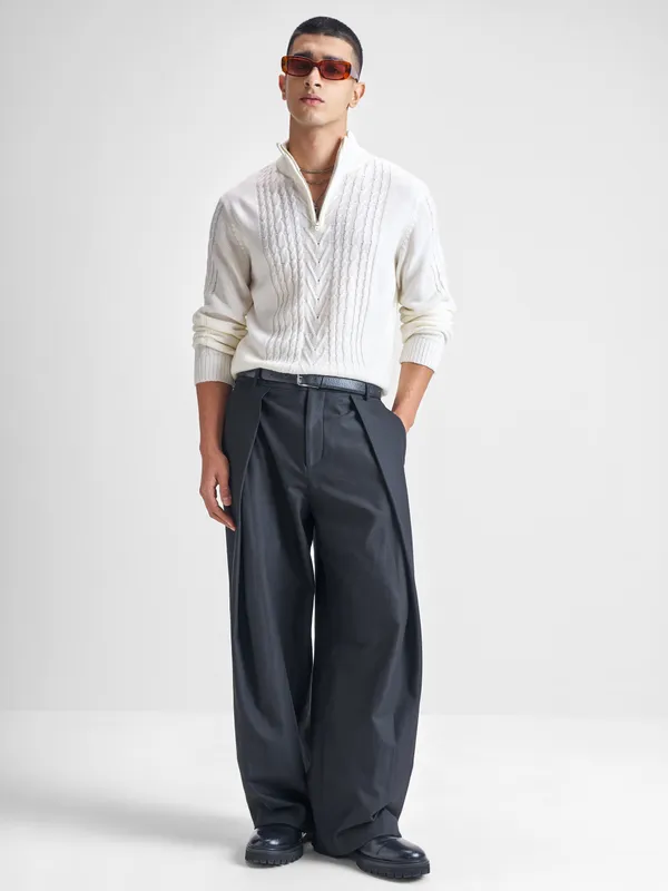 Men Self Design Sweater