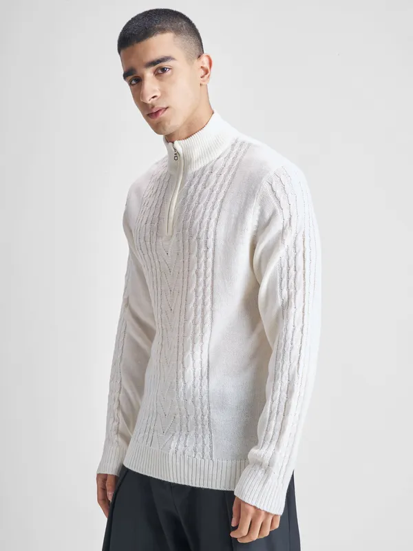 Men Self Design Sweater