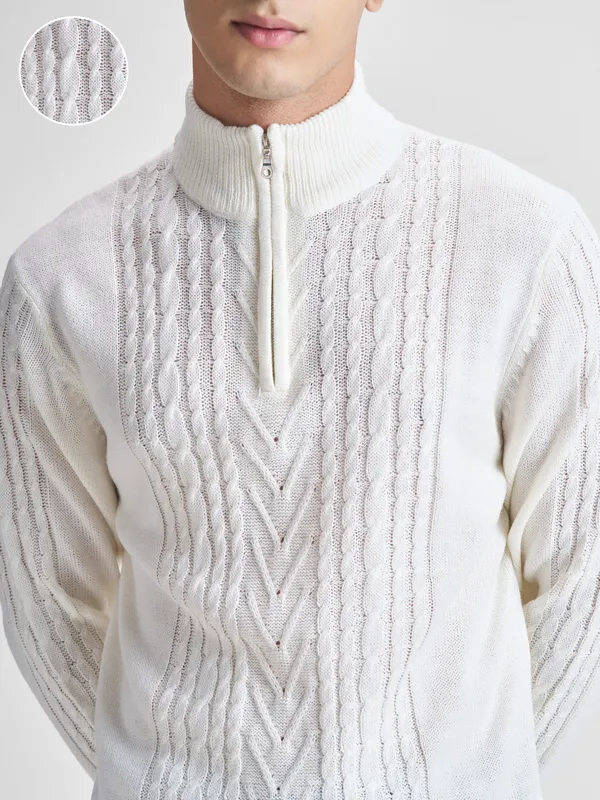 Men Self Design Sweater