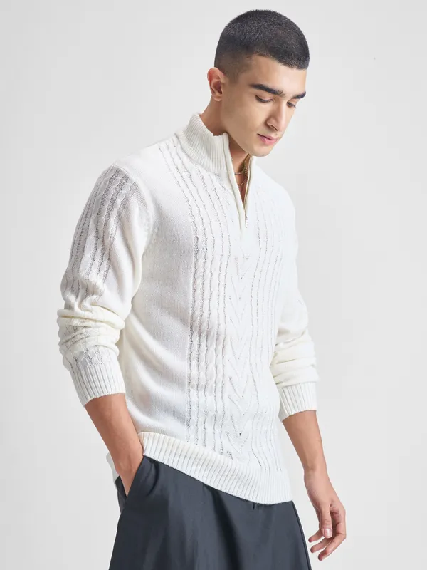 Men Self Design Sweater