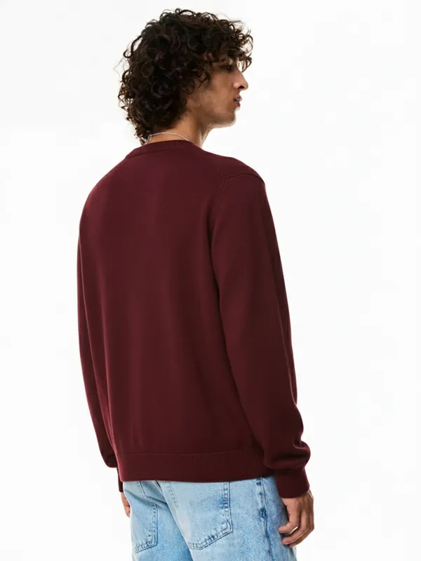 Highlander Men Red Round Neck Pullover Sweater