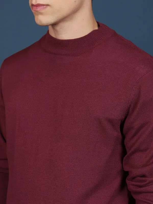 Highlander Men Red Round Neck Pullover Sweater