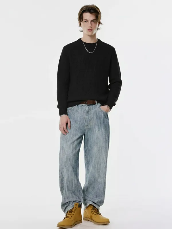 Highlander Men Grey Round Neck Pullover Sweater