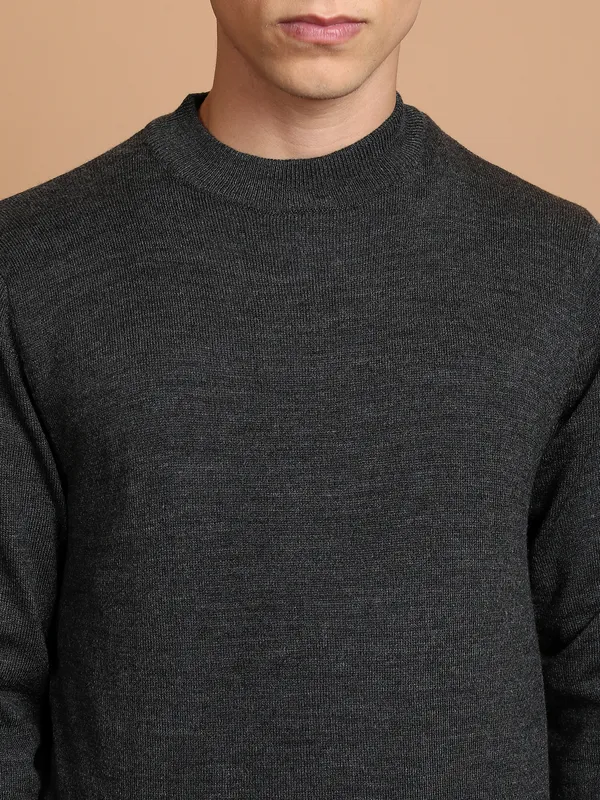 Highlander Men Grey Round Neck Pullover Sweater