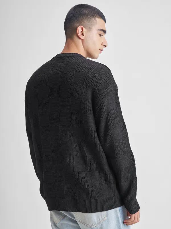 Highlander Men Black Round Neck Pullover Sweater