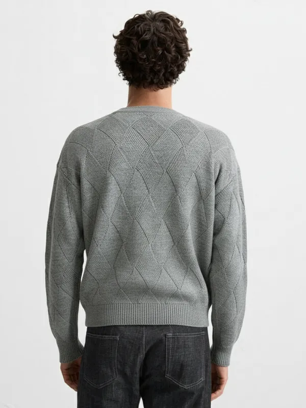 Highlander Men Grey Round Neck Pullover Sweater