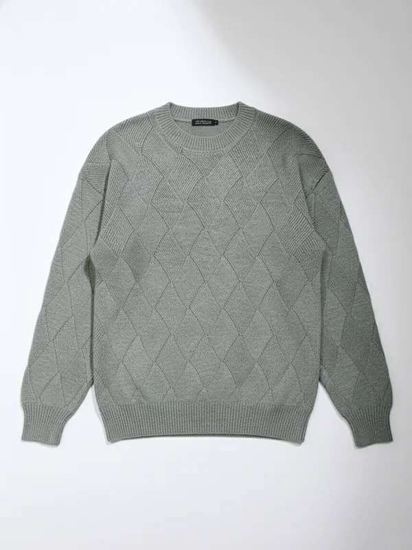 Highlander Men Grey Round Neck Pullover Sweater