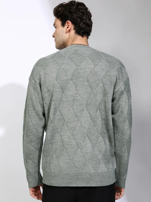 Highlander Men Grey Round Neck Pullover Sweater