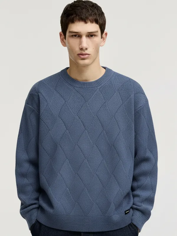 Highlander Men Grey Round Neck Pullover Sweater