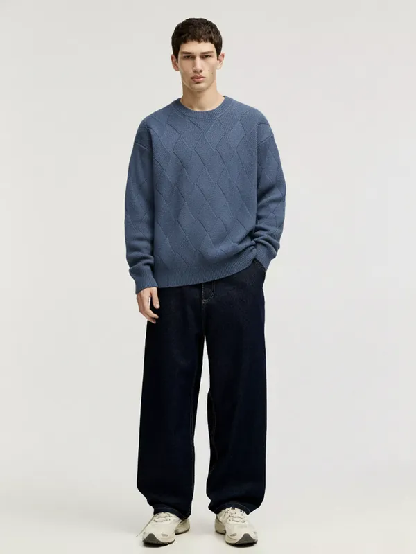 Highlander Men Grey Round Neck Pullover Sweater