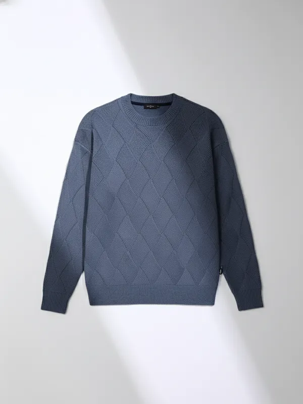 Highlander Men Grey Round Neck Pullover Sweater